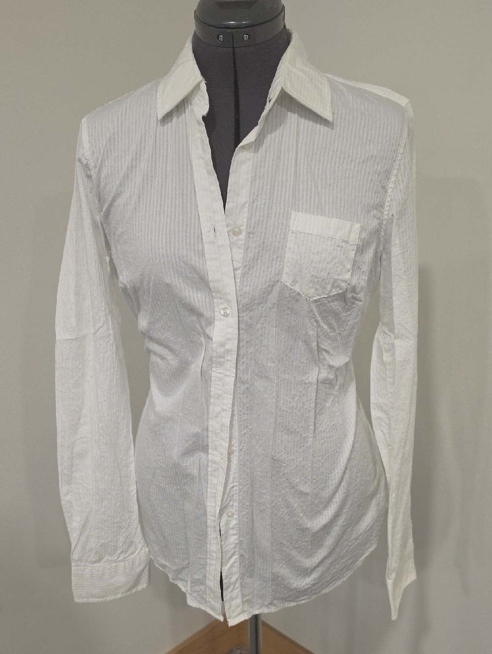 American Eagle Outfitters White Long-Sleeve Button-Up Shirt